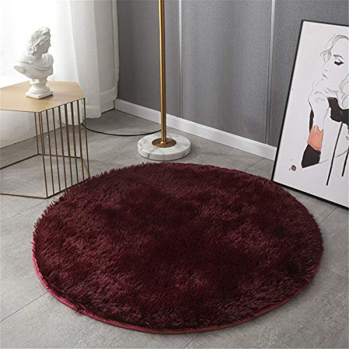Rotonda Shaggy Tappeto per Soggiorno, Hiser Moderno Soffice Peloso Ultra Molle Antiscivolo Tappeti Moquette per Interni Divano Camera da Letto Bambino Cameretta (Fucsia,100x100cm)