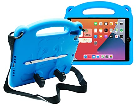 KINGSKEEN Funda para iPad 10.2'' iPad 9th / iPad 8th / iPad 7th Gen (2021/2020/2019), iPad Air 3rd Gen 10.5, EVA Funda Profesional Ligera a Prueba de Golpes para niños, con Soporte Integrado (Azul)