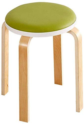 Sywlwxkq Fußschemel Fußschemel Gepolsterter Hocker Holzstuhl Runder Esszimmerstuhl Staubdichter gepolsterter Stuhl Schminkhocker PU-Ledersitz Für Restaurant | Hochleistungs-Wohnzimmermöbel