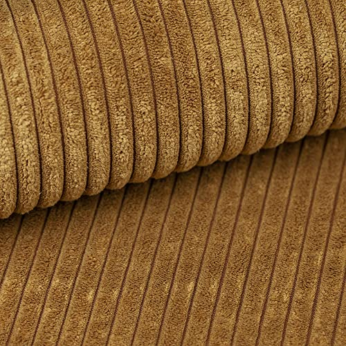 Fabreco - CORDSTOFF Polsterstoff Meterware - Stoff Meterware (100cm x 142cm) | 380 g/m2 | POSTON Dekostoff Breitcord - Polsterstoff Möbelstoff - Möbelstoffe: Cord Stoff für Sofa & Stühle (Altgold)