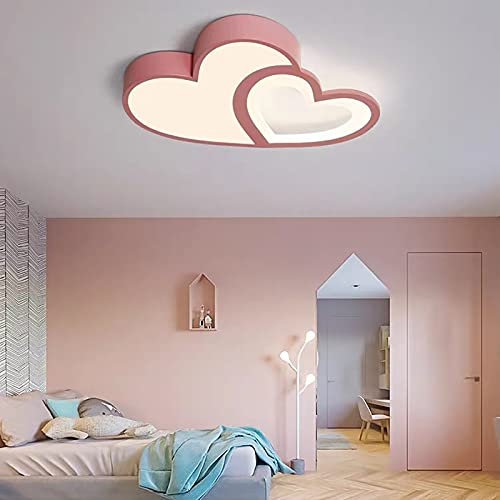 NaMaSyo 35W LED Deckenleuchte Dimmbar Moderne Herz Deckenleuchte mit Fernbedienung für Kinderzimmer, Babyzimmer, Schlafzimmer (Pink)