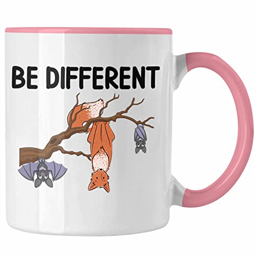 Trendation - Fuchs Fledermaus Tasse Geschenk Be Different Geschenkidee für Frauen (Rosa)