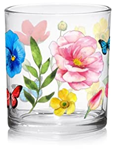 CRISTALICA Wasserglas Isabel Saft Trinkbecher Blumen 220 ml