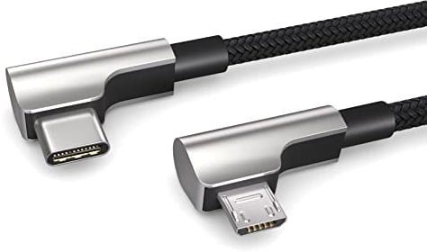 0,3m Micro USB auf USB C OTG Kabel, lädt USB Typ C Geräte, Winkelstecker, für Fahrradcomputer von Bosch Yamaha,