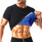 Sauna Weste Korsett Taille Trainer Body Top Shapewear Schlankheits-T-Shirt Kurzarm Trainingszubehör Anzug Bauchkontrolle Abnehmen Heat Trapping T-Shirt Für Herren (Schwarz(Blau Innen), Large)