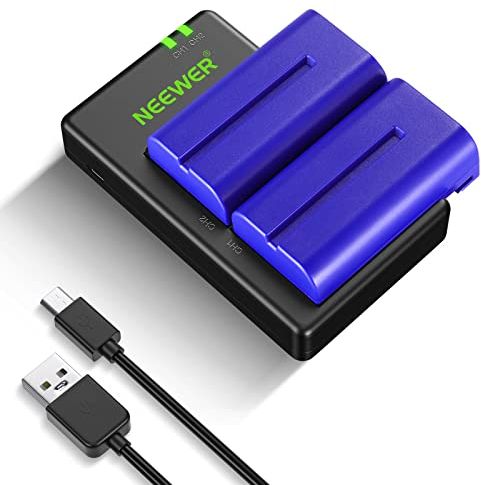 NEEWER NP F550 Battery Charger Set, Compatible with Sony NP F970 F750 F770 F960 F550 F530 F330 F570 CCD SC55 TR516 TR716 TR818 TR910 TR917 NEEWER LED Light/Monitor/Camera Sliver the (2 pack ung, blue)