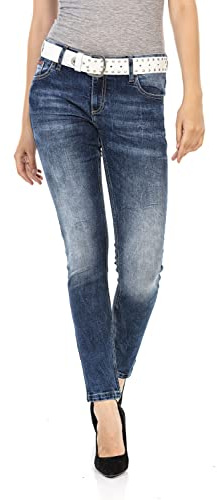 Cipo & Baxx Damen Jeanshose – Denim Jeans mit Stylischen Details, High-Waist & Modernem Look – Trendige Fashion Jeans
