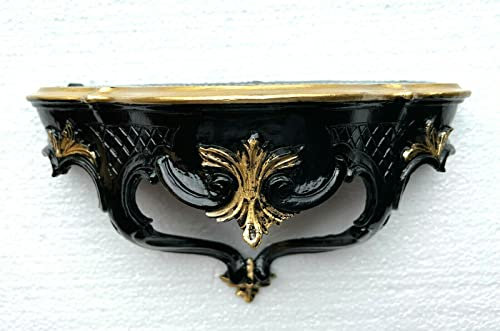 Barock Wandkonsole, Konsole, Spiegelkonsole, Ablage, 30 x 16 schwarz Gold Antik Still