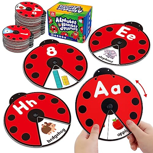 Coogam interaktives Alphabet Lernspielzeug, ABC Zahl Buchstaben Spinning Spiel, Montessori pädagogisches Spielzeug Geschenk für 3 4 5 Jahre alte Baby Kleinkinder