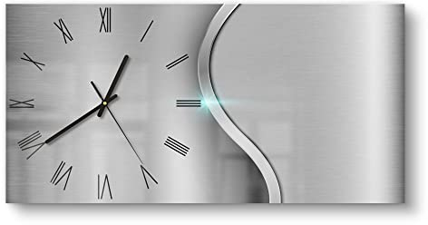 DEQORI Glasuhr | vertikal 60x30 cm | Motiv Polierte Oberfläche | große XXL Design Uhr aus Glas | leise Wanduhr für Wohnzimmer & Küche | Moderne Hingucker Uhr für die Wand