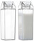 Supatmul 2 Pièces Bouteille d'eau en Lait Transparent, 500ml Bouteille Lait Carrée Claire en Plastique Réutilisable, Bouteille Jus d'eau, Bouteille Thé Glacé, pour Fitness,Camping,Sport