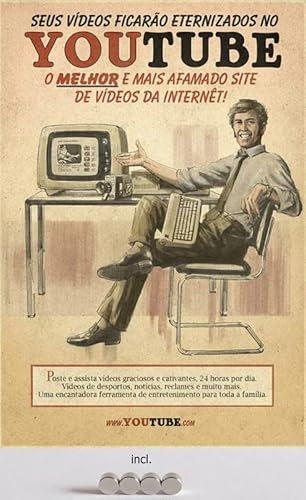 Cartel de metal 20 x 30 cm con 4 imanes Youtube Retro Nostalgie Cartel de chapa