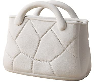 RAZURE Simpatico Vaso in Ceramica a Forma di Borsa con Manico, Vaso Moderno Unico, Vaso Decorativo in Vetro per la Decorazione della Tavola della Scrivania del Salotto di Casa(Bianco)