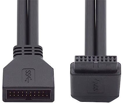 NFHK Aufwärts gewinkeltes USB 3.0 20Pin 19Pin Stecker auf Buchse Verlängerung 5Gbps Kabel 90 Grad für Motherboard Mainboard