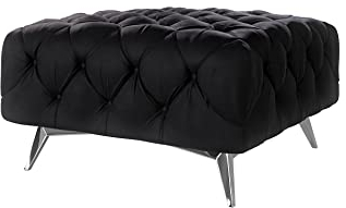 S-Style Möbel Maria Chesterfield-Hocker Sitzhocker Puff Pouf Fußhocker Gepolstert Sitzpouf Polsterhocker für Wohnzimmer Schlafzimmer 80 x 80 x 45 cm Schwarz