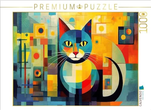CALVENDO Puzzle Katze Im Stil von Wassily Kandinsky | 1000 Teile Lege-Größe 64 x 48 cm Foto-Puzzle für glückliche Stunden