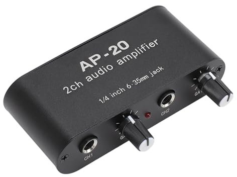 Amplificatore Audio, Preamplificatore Audio Stereo a 2 Canali con Jack di Ingresso e Uscita da 6,35 Mm, per Preamplificatori Microfonici per Strumenti Sonori