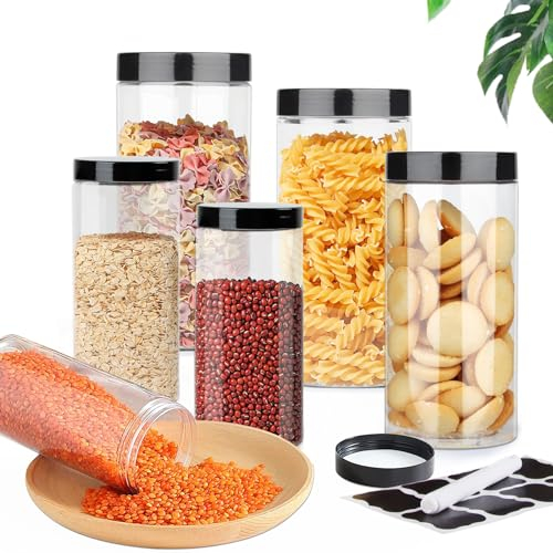 Boite a Farine, 3PCS 1000ml & 3PCS 500ml Boite Hermetique Alimentaire, Rangement Plastique Cuisine, Ensemble de Pots de Stockage pour Épice, Spaghetti, Café, Céréales