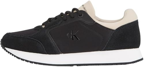 Calvin Klein Damen Runner Sneaker Laceup Sock Sportlich, Mehrfarbig (Black/Tapioca), 38
