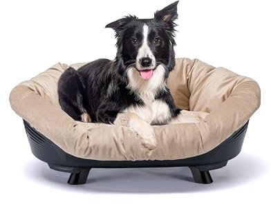 Ferplast Lit surélevé pour Chien et Chat avec Coussin - Lavable - pour Chiens de Taille Moyenne - Respirant et antidérapant - 85 x 62 x 33 cm - Noir