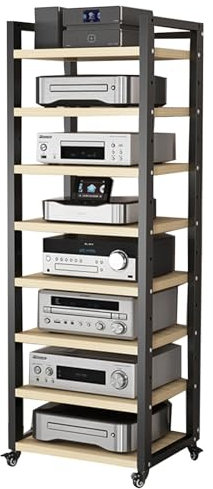 Audio rack hifi regal 5 6 7 8 - Etage Freistehend Audio Stereo Rack, Wohnbereich Schlafzimmer Büro AV-Medienständer/ Lautsprecherhalterung Tower, Ecke Audio/Video-Regal Mit Rollenden Rädern(Black1,8 T