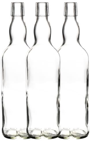 700ml Empty Glass Whiskey Bottle with Cork Stopper – Clear Spirit Bottle for Whiskey, Gin, Vodka, Rum, Liqueurs & Home Brewing J&b (6)