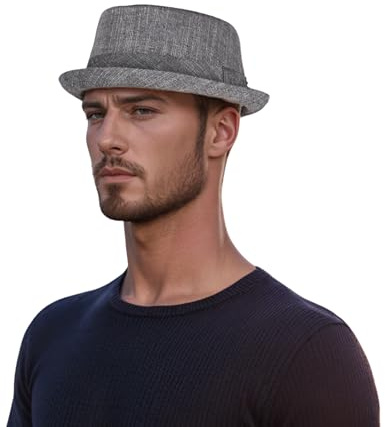 hatsXcaps Unisex Pork Pie Hat for Men & Women – 100% Cotton Lightweight Fedora, Trilby Hat for Summer, Beach, Casual & Formal Wear – Breathable Sun Hat