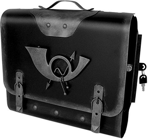 Stelling® Briefkasten POSTHORN 3 Antik-Vintage-Look, Schultasche, Ranzen, Wandbriefkasten, Zeitungsfach, Handarbeit, Retro, Kupfer, Messing, Bronze, Metall (Silber, Entnahme Rechts)