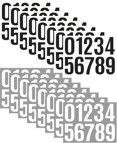 8 Blätter 10 cm Zahlen Aufkleber, 80 Stück Selbstklebende Klebezahlen, Selbstklebende Ziffern, Leicht Anzubringende, für Postkasten, Hausnummern, Schilder (Schwarz, Weiß)