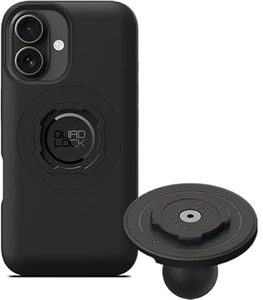 Quad Lock 1 Ball Top Cap Phone Mount Kit with MAG Phone Case and MAG Wireless Charging Head for iPhone 16, compatible with RAM 1 socket arms for Car, Truck or RV.