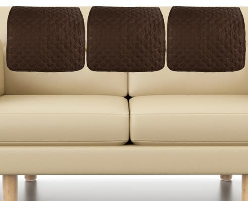 Foppla Sofa-Kopfstützenbezug, 3 Stück, weiches Polyester, Kopfstützenschutz, verschleißfester Bezug für Liegestuhl (Kaffee)