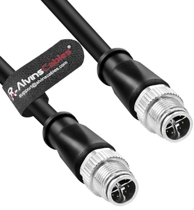 Alvin's Cables M12 X-Code 8-pin Stecker auf 8-poligen Stecker, Cat6a-Kabel, geschirmt, für Cognex Basler Industriekamera, High Flex 20m