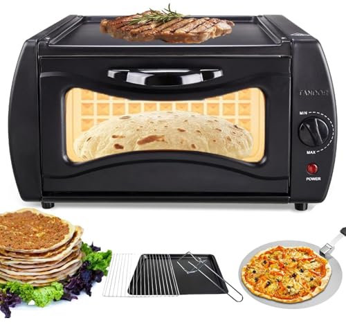 Electric Tandoor Oven & Pizza Maker - 15L Countertop Pizza Oven with Adjustable Temperature Control - Perfect for Chapati Roti Naan & More!