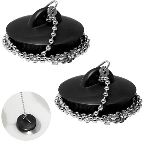 2 tapones de drenaje, tapones para lavabo, tapones para fregadero, bañera, tapón de desagüe para lavabo con cadena de 35 cm, tapón para bañera para lavabo, fregadero de cocina