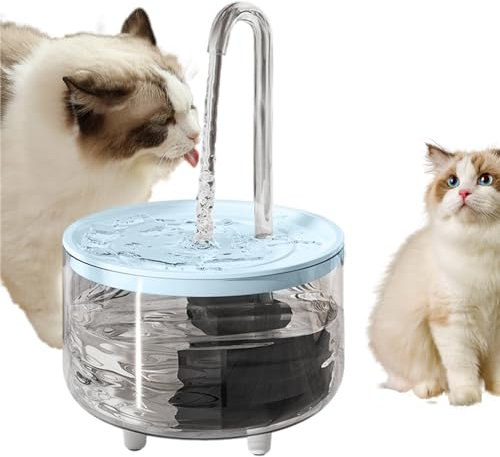 Fontaine à eau pour chat – Distributeur USB sans fil 5 V, mangeoire automatique pour animaux de compagnie | 11,9 x 17,9 cm, design de flux de fleurs, système de batterie de filtration circulante