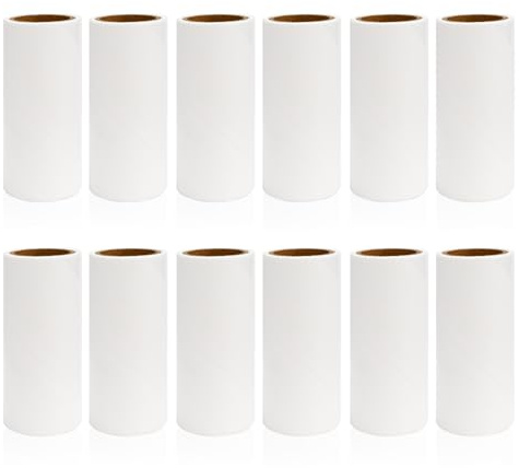 12 ricariche per rullo lanugine da 5,8 x 0,9 cm, solo ricariche di ricambio per rullo pelucchi extra appiccicoso, facili da staccare, nessun danno ai vestiti, mini accessori per la rimozione dei