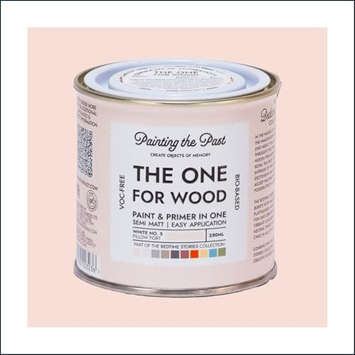 The One for Wood Paint & Primer 250ml White No. 5 Pillow Fort | Semi Matt Finish, Bio-Based & VOC-Free Formula for Wooden Furniture & Surfaces | Durable & Easy Indoor Home Decorating