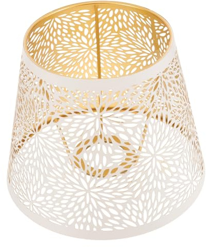 Operitacx Moderner Metall Lampenschirm mit Dekorativem Hohlgitter Weißer Innenbeschichtung Langlebig und Einfach zu Reinigen Vintage Stil für Nachttisch und Tischleuchten für Wohn und