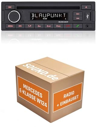 Autoradio Einbaupaket für Blaupunkt Milano 200 BT kompatibel mit Mercedes E-Klasse W124 | Bluetooth USB