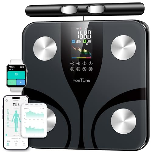 Posture Scale for Body Weight with 8 electrodes, Smart Digital Bathroom Scale for Weight, Body Fat, Muscle Mass 28 Body Composition Metrics, with Larger Platform and Colorful LCD Display,400lbs