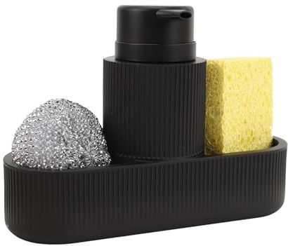 flacon de savon pour les mains Distributeur De Savon À Vaisselle Avec Éponge En Résine Et Support For Lave-vaisselle, Ensemble Cuisine Plateau For Ou Salle Bain Distributeur à pompe