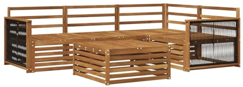 Qnhdfrt Gartenmöbel Set Holz 5-teilig - Outdoor Lounge Set aus Massivholz Akazie - Gartengarnitur mit Couch, Ecksessel und Tisch für Terrasse, Balkon und Garten, Natur