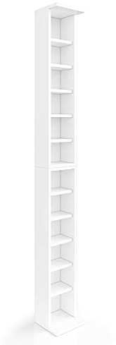 Vicco CD-Regal, Blu ray Aufbewahrung, Weiß, 21 x 91.8 cm Groß 2er Set