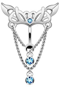 beyoutifulthings Bauch-nabelpiercing 1,6mm 10mm Fantasy Charm Nabel-Piercing Edelstahl Chirurgenstahl Bananabell Zirkonia Silber Gold Roségold