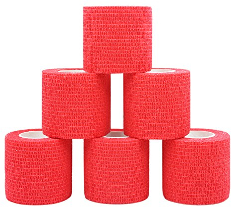 STpro Selbstklebender Verband Tape Fixierverband Selbsthaftende Bandage Tape Haftbandage 5cm x 6 Stück Rot Cohesive Bandagen Pferd Selbstklebende Binden Verband Elastischer Verbände Kohäsiv