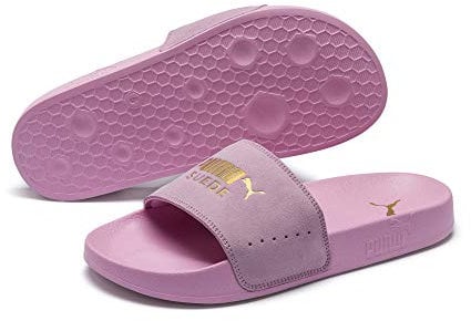 Puma Leadcat Suede - Scarpe da Spiaggia e Piscina Unisex Adulto, Rosa (Pale Pink-Puma Team Gold 11), 35.5 EU
