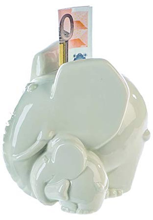 Casablanca Spardose Elefanten Weiss glasiertL.15cm
