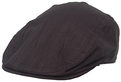 Cool4 Leinen Flatcap Schiebermütze Vintage Gatsby Kappe Retro Mütze Cap A03 (54, schwarz)