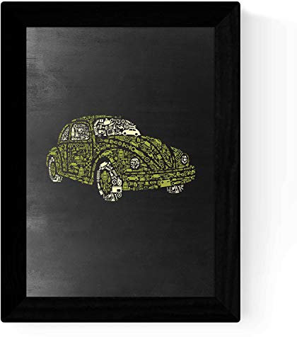 Nacnic Grünes Blatt und Sahne Käfer Käfer Auto Größe A3 Poster mit schwarzem Hintergrund Tafel Stil. 250 gr Papier und hohe Qualität Tinten. Frameless