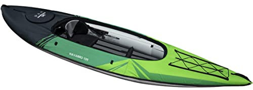 AQUAGLIDE Navarro 130 Cabrio aufblasbares Kajak mit Drop Stitch Boden - 1 Person Touring Kajak ohne Abdeckung, grün